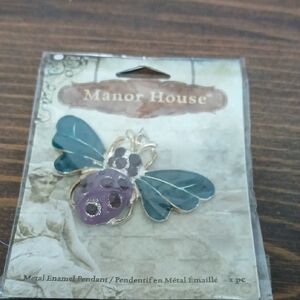 Purple and Green Enamel Necklace Manor House  No Chain